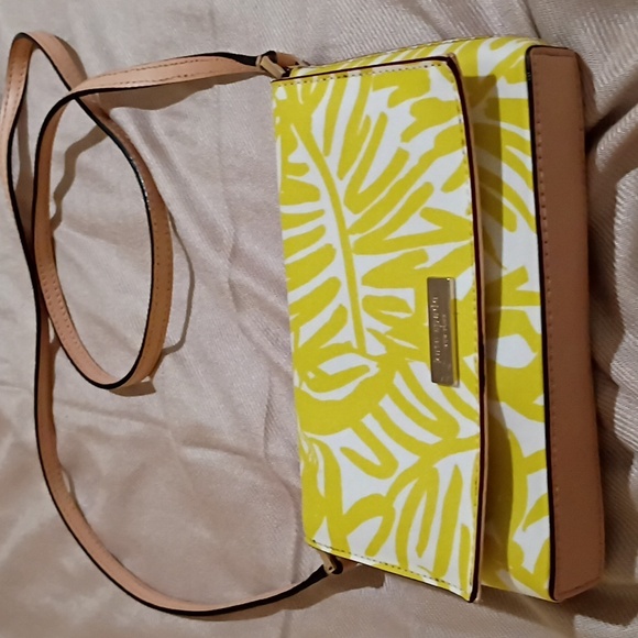 Kate Spade "Sally" Crossbody Bag Yellow Palm Tree Design - Picture 1 of 8